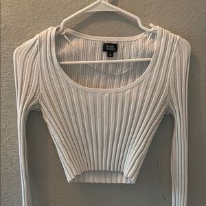 Kendall + Kylie White Ribbed Crop Top